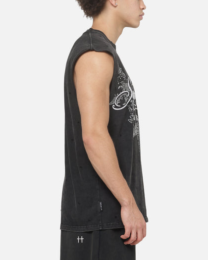 Saint Morta Devotion Oversized Muscle T-Shirt Washed Black