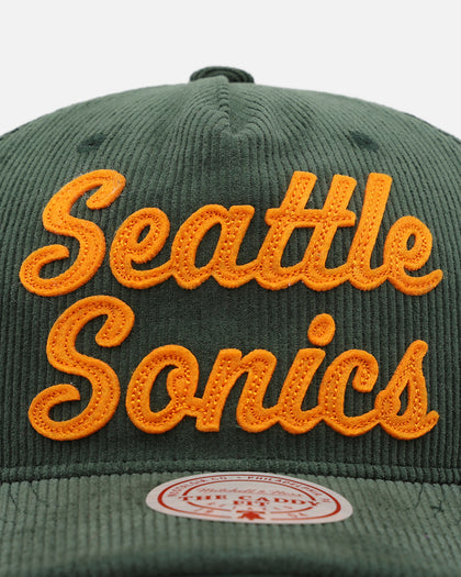 Mitchell & Ness Seattle Sonics Stack Script Corduroy Snapback Green