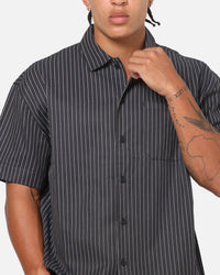 Saint Morta Valhala Pinstripe Button Up Shirt Black/White