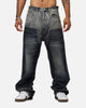 MNML Ultra Baggy Shadow Patch Denim Jeans Light Blue Wash