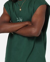 Carre Panelled Muscle T-Shirt Green