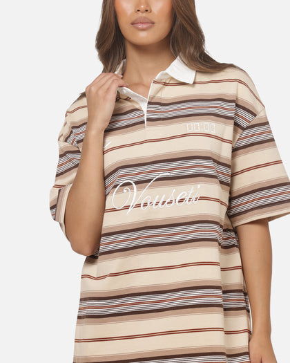 Vouseti Post Game Polo Shirt Latte Multi Stripe