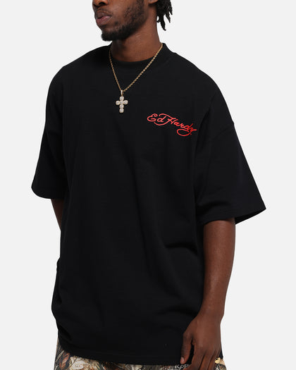 Ed Hardy Oversized Panther T-Shirt Black