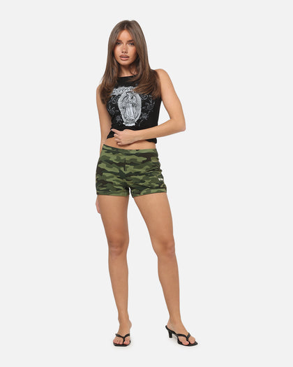 Ed Hardy Women's Crossed Mini Shorts Woodland Camo