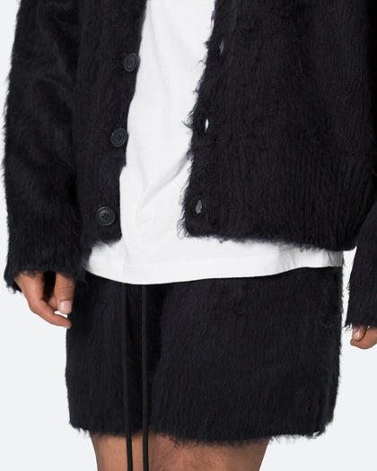 MNML Fuzzy Cardigan Sweater Black
