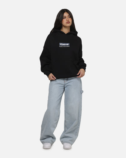 Carre Box Check Hoodie Solid Black