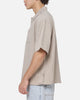Carre Grid Short Sleeve Button Up Shirt Ecru Check