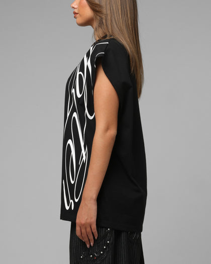 Loiter Script Muscle T-Shirt Black