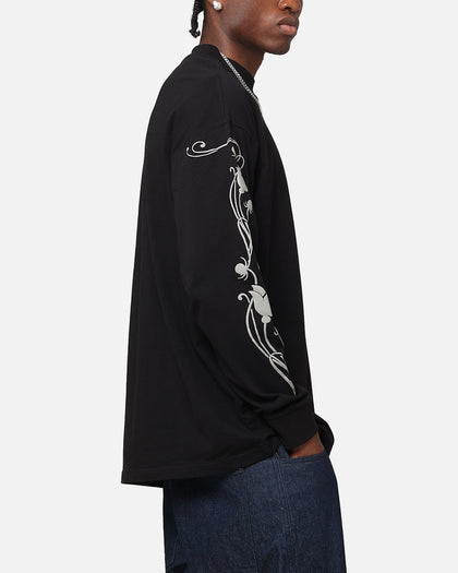 Carre Floral Oversized Long Sleeve T-Shirt Black