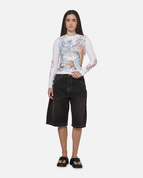 Ed Hardy Women's Koi Long Sleeve T-Shirt White