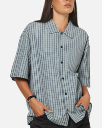 Carre Plaid Button Up Shirt Green-Plaid