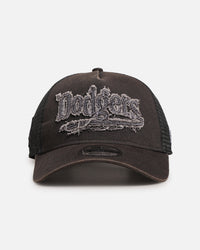 New Era Los Angeles Dodgers 'Washed Fray' 9FORTY A-Frame Trucker Snapback Washed Grey