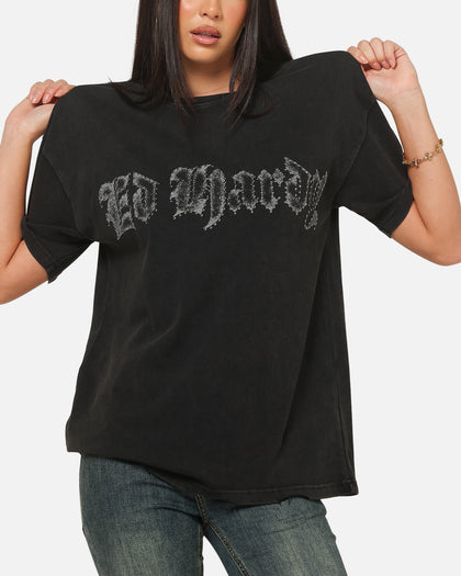 Ed Hardy Distressed Chrome T-Shirt Black