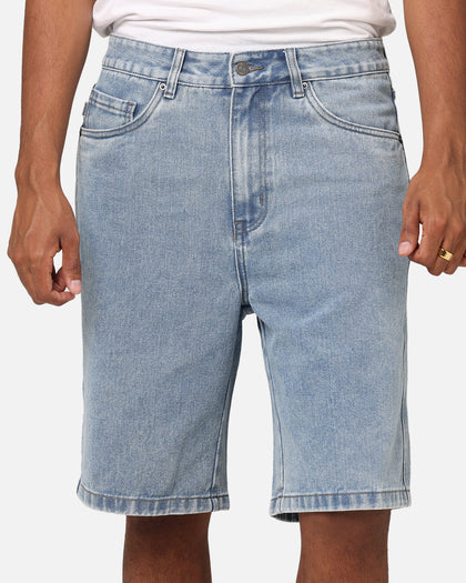 S Double Denim Standard Shorts Blue Washed Denim