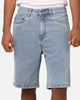 S Double Denim Standard Shorts Blue Washed Denim