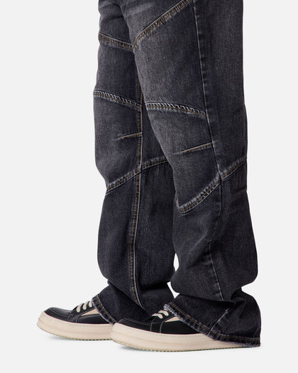 MNML Panelled Moto Denim Jeans Washed Black