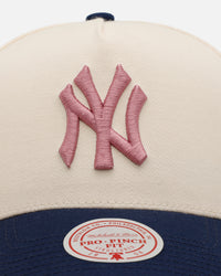 Mitchell & Ness New York Yankees 'Pink Team Logo' Pro Pinch Snapback Off White