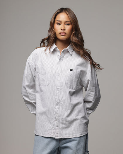 American Thrift Oxford Long Sleeve Shirt Brown Stripe