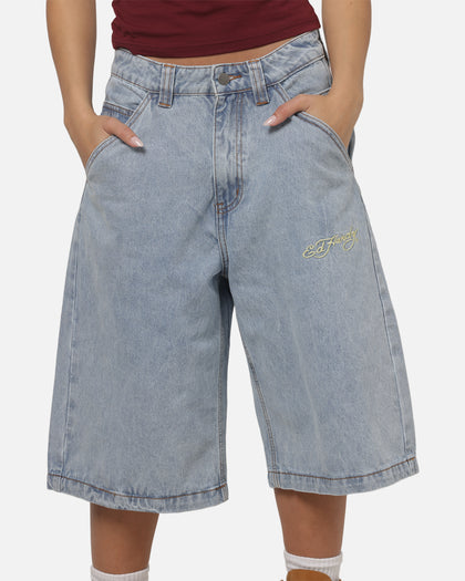 Ed Hardy Serpent Jorts Light Wash