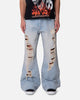 MNML Distressed Kick Flare Denim Jeans Blue