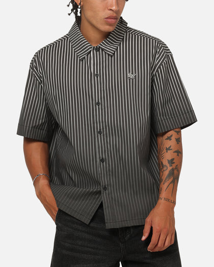 Saint Morta Vela Pinstripe Button Up Shirt Black/White