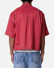 MNML Crispy Poplin Over Button Up Shirt Red Plaid