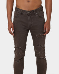 Carré Rugueux Distressed Skinny Jeans Taupe/Dark Taupe