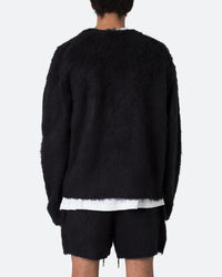 MNML Fuzzy Cardigan Sweater Black