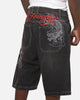 Ed Hardy Dragon Jorts Washed Black