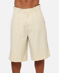 Carre Heritage Pleated Shorts Off White Pinstripe