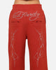 Ed Hardy Cyber Rhinestone Track Pants Red