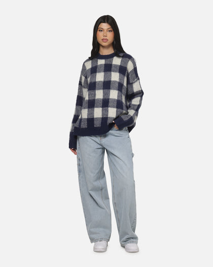 Carre Ombre Knitted Jumper Navy Plaid
