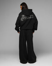 Loiter Silicone Rhinestone Zip Hoodie Black
