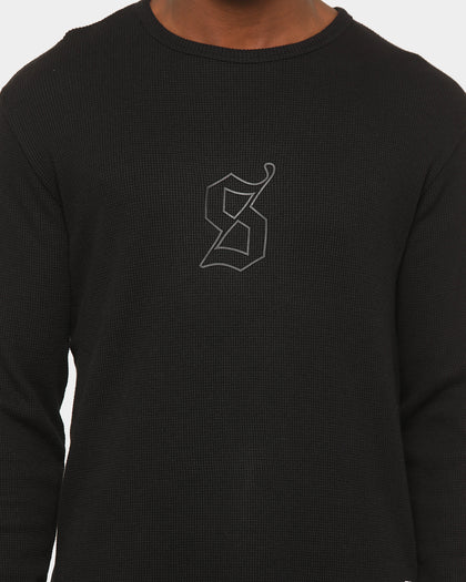 Saint Morta Men's Icon Waffle Long Sleeve T-Shirt Black/Black