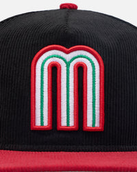 New Era Mexico National Baseball Team 'Mexican Cord Golfer' Corduroy Golfer Snapback Black/Red