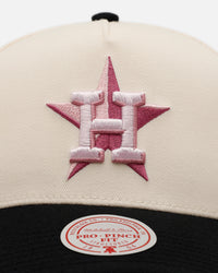 Mitchell & Ness Houston Astros 'Pink Team Logo' Pro Pinch Snapback Off White