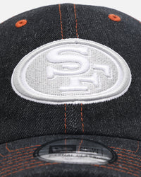 New Era San Francisco 49ers "Black Denim" Classic Casual Strapback Black Denim/Rust Contrast