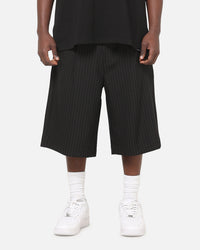 Carre Heritage Pleated Shorts Black Pinstripe