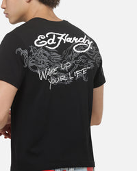 Ed Hardy Wake Up T-Shirt Washed Black