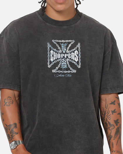 West Coast Choppers Chain Cross T-Shirt Black Acidwash