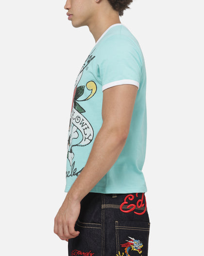 Ed Hardy Love Kills Slowly Ringer T-Shirt Aqua
