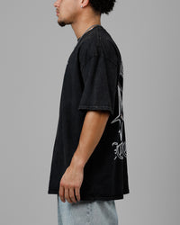 Loiter Chrome Spider T-Shirt Black Acidwash