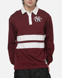 Mitchell & Ness New York Yankees Roses Rugby Long Sleeve Polo Shirt Sour Cherry