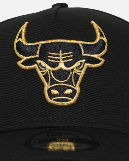 New Era Chicago Bulls 'NBA Black & Gold Embroidery' 9FORTY A-Frame Snapback Black/Gold