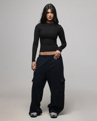 American Thrift Women's Fitted Long Sleeve T-Shirt Black