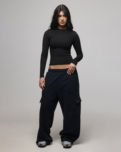 American Thrift Women's Fitted Long Sleeve T-Shirt Black