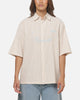 Vouseti Full Court Button Up Shirt Latte White Stripe