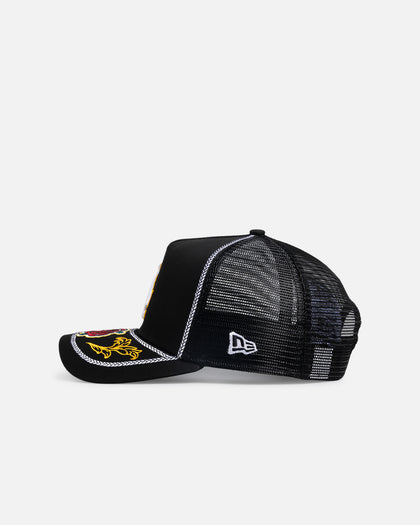 New Era Los Angeles Dodgers 'Rose Visor' 9FORTY A-Frame Trucker Snapback Black/Rose