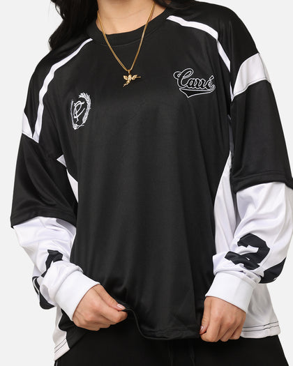 Carre Football Layered Long Sleeve T-Shirt Black/White