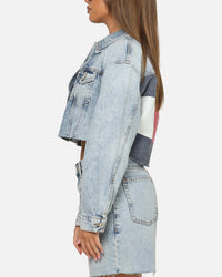 Tommy Jeans Women's Cropped Denim Trucker Jacket Mid Denim